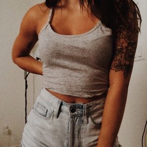 gray crop/tank top